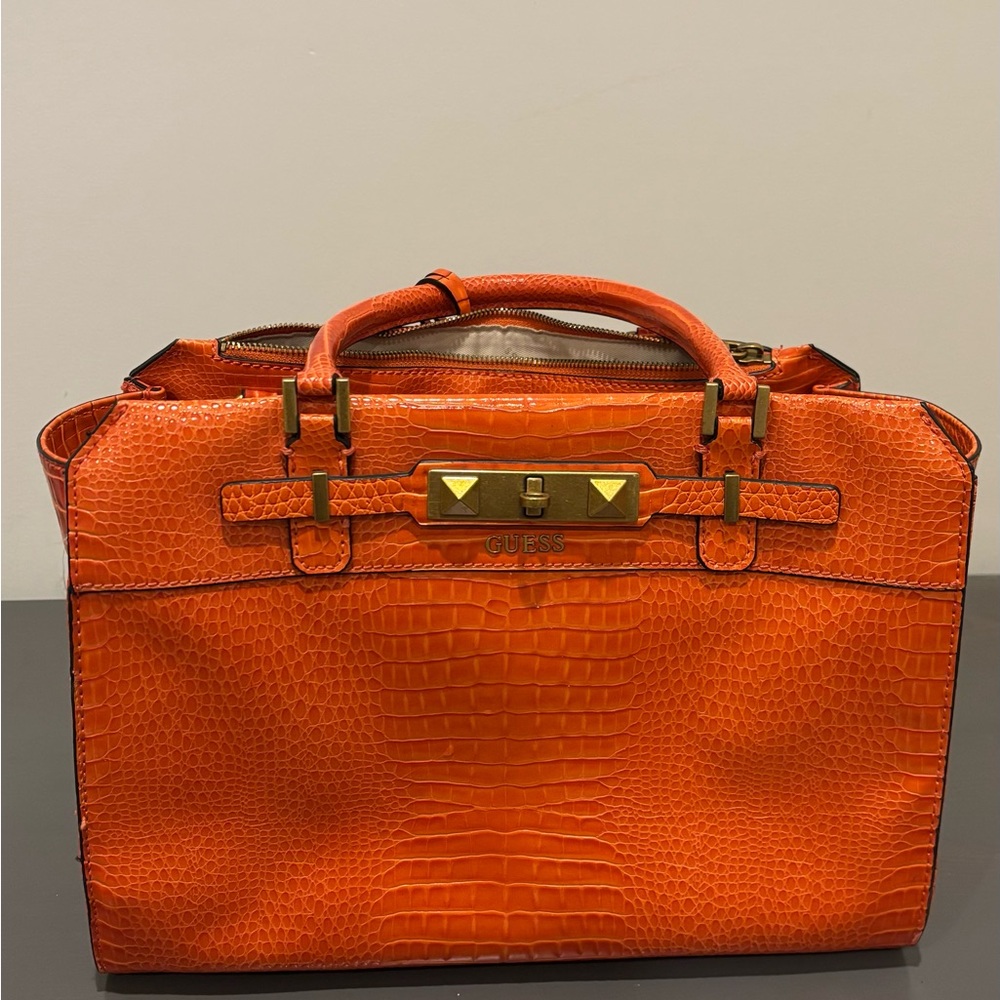 Guess Vibrant Orange Embossed Tote
